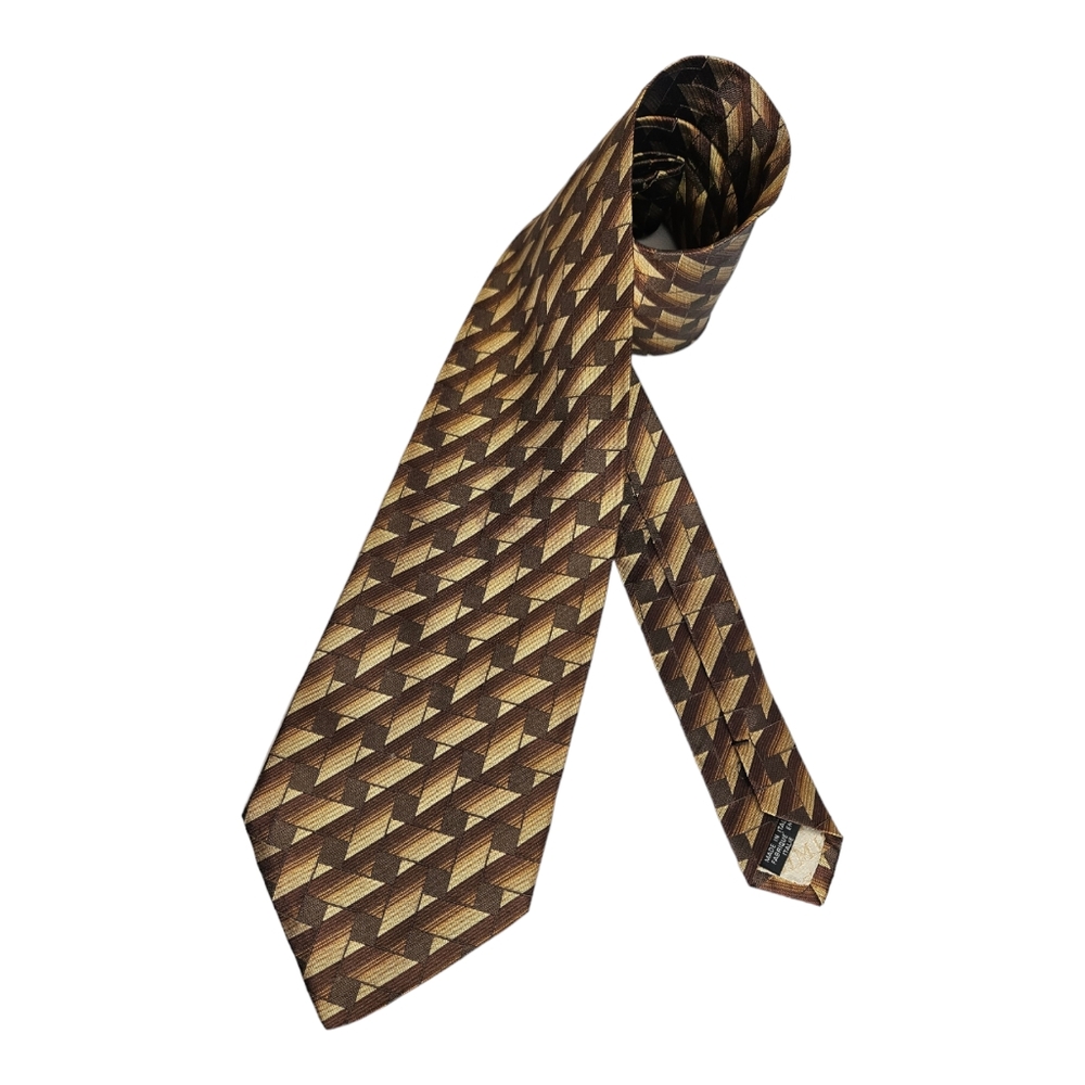 MISSONI Brown/Beige Geometric Silk LUXURY Tie ITALY